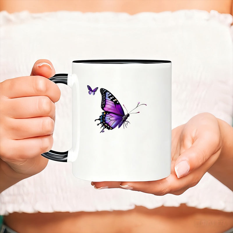 Tailorly Black Accent 11 oz Mug - purple pattern