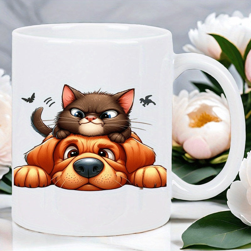 Tailorly White Ceramic 11 oz Mug - 1pc office workers gift11oz insulated ceramic coffee mug suitable for coffee tea reusable travel cup with hot hand