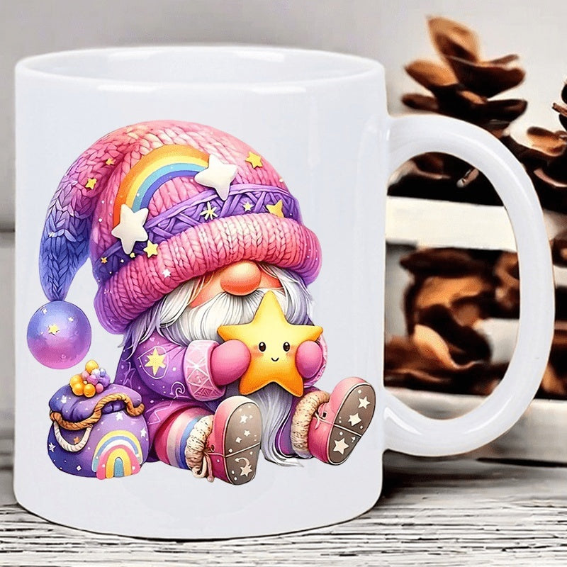 Tailorly White Ceramic 11 oz Mug - whimsical gnome