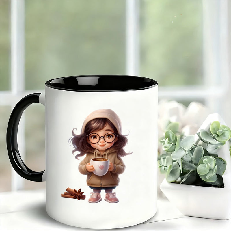 Tailorly Black Accent 11 oz Mug - a single designed coffee mug ideal for warm winter beverages serves as a perfect gift for home or office this stylish