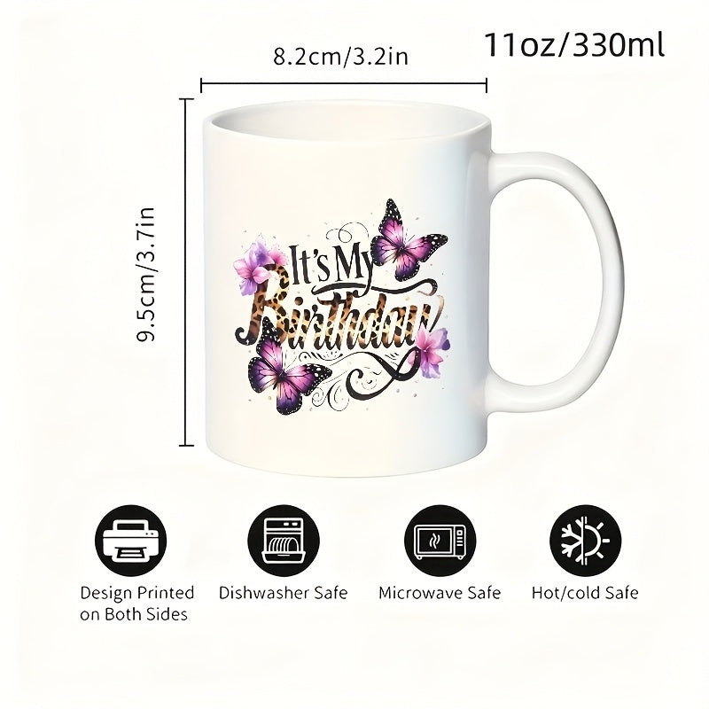 Tailorly White Ceramic 11 oz Mug - elegant floral print