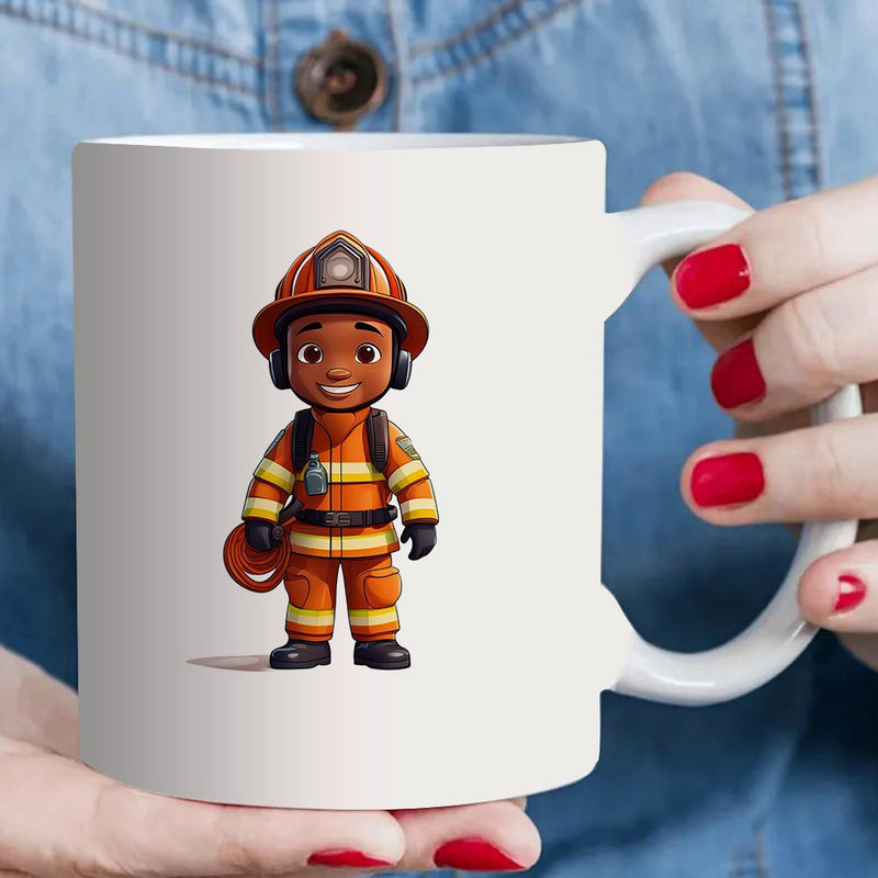 Tailorly White Ceramic 11 oz Mug - firefighter hero design