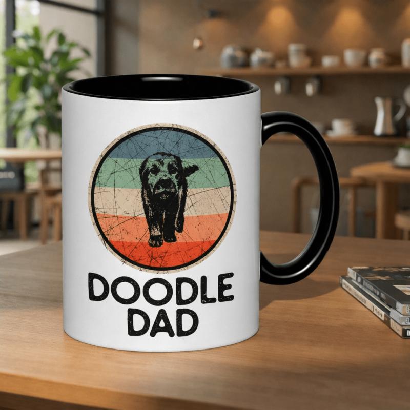 Tailorly Black Accent 11 oz Mug - doodle dad retro sunset dog lover gift