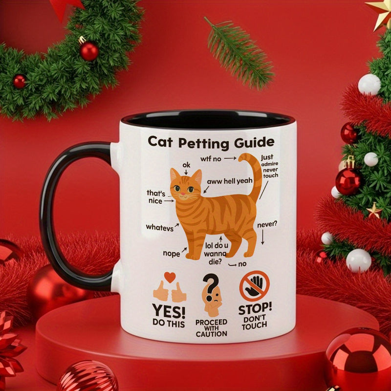 Tailorly Black Accent 11 oz Mug - cat illustration and orange