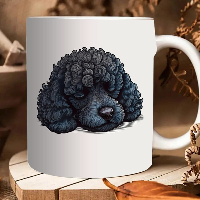 Tailorly White Ceramic 11 oz Mug - poodle