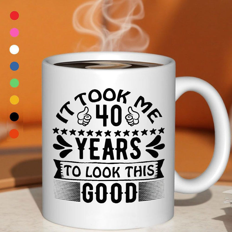 Tailorly White Ceramic 11 oz Mug - printed message "it me this good" with thumbs up symbols and stars