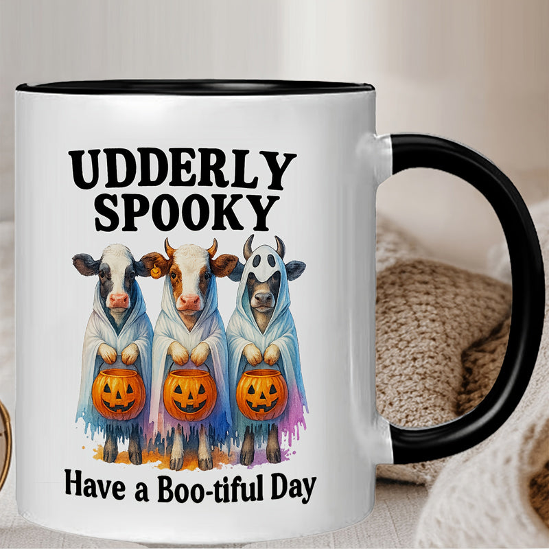 Tailorly Black Accent 11 oz Mug - 11 ounces halloween themed ceramic coffee mug featuring ideal for halloween celebrations or everyday use by fans of