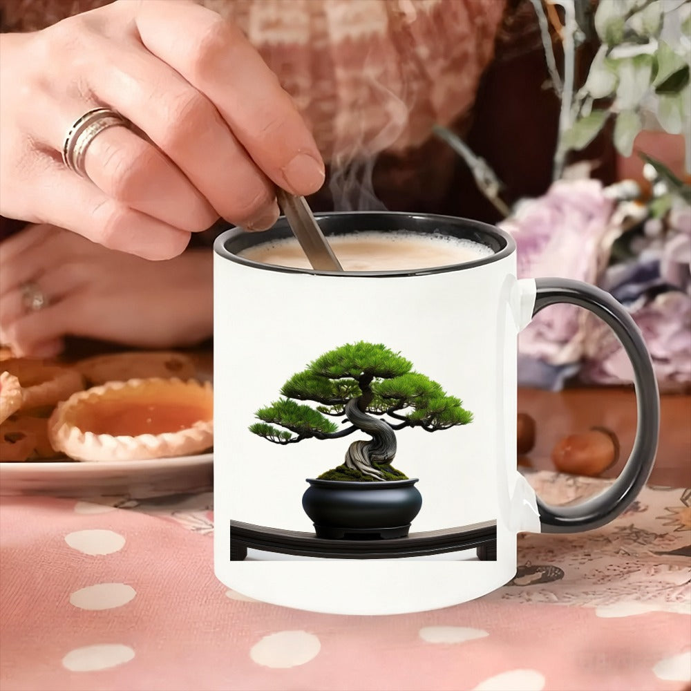 Tailorly Black Accent 11 oz Mug - single ceramic coffee mug featuring a design ideal for tea and coffee a stylish addition to for home or office decor