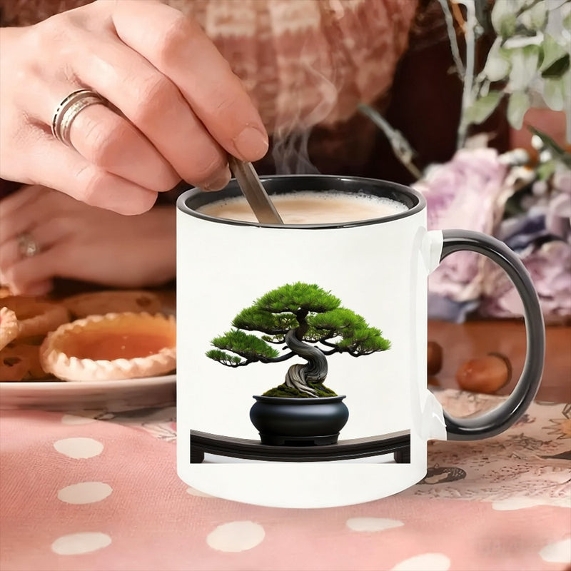 Tailorly Black Accent 11 oz Mug - single ceramic coffee mug featuring a design ideal for tea and coffee a stylish addition to for home or office decor
