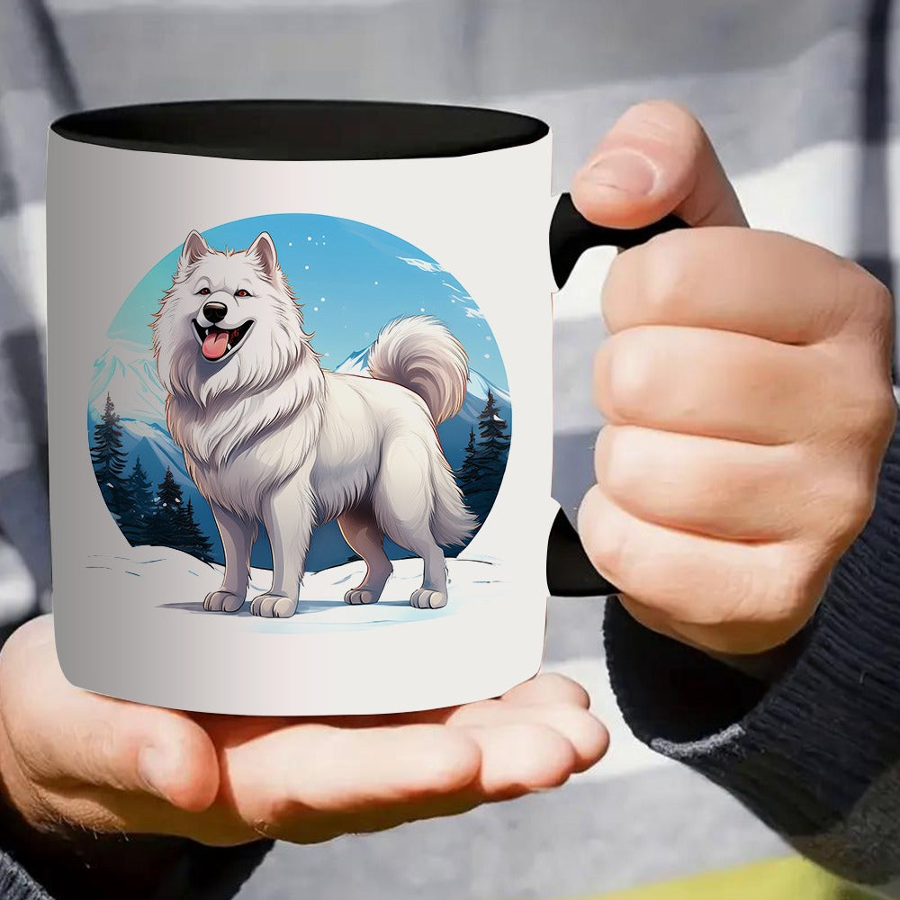 Tailorly Black Accent 11 oz Mug - a single ceramic mug featuring a white in a setting ideal for coffee or tea this decorative drinkware a gift