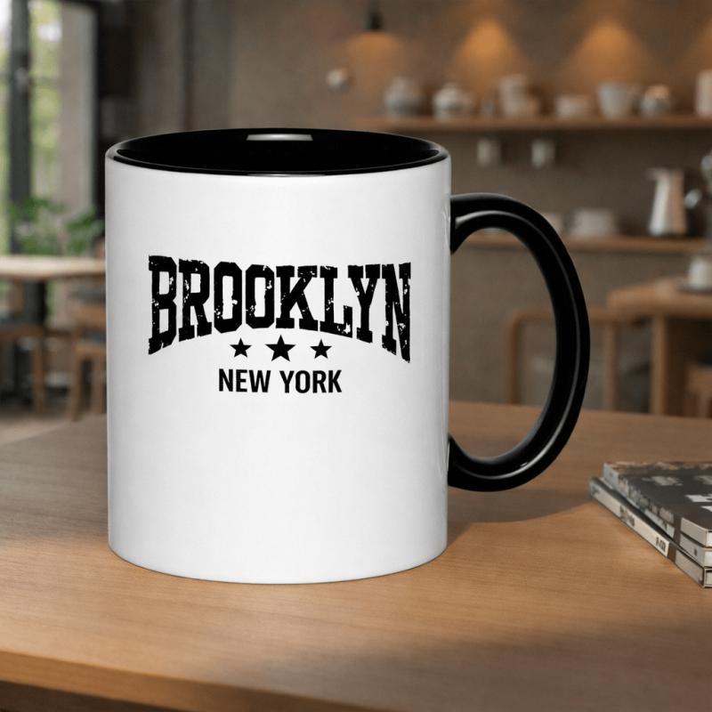 Tailorly Black Accent 11 oz Mug - brooklyn vintage style text
