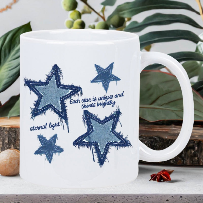 Tailorly White Ceramic 11 oz Mug - ethereal stars