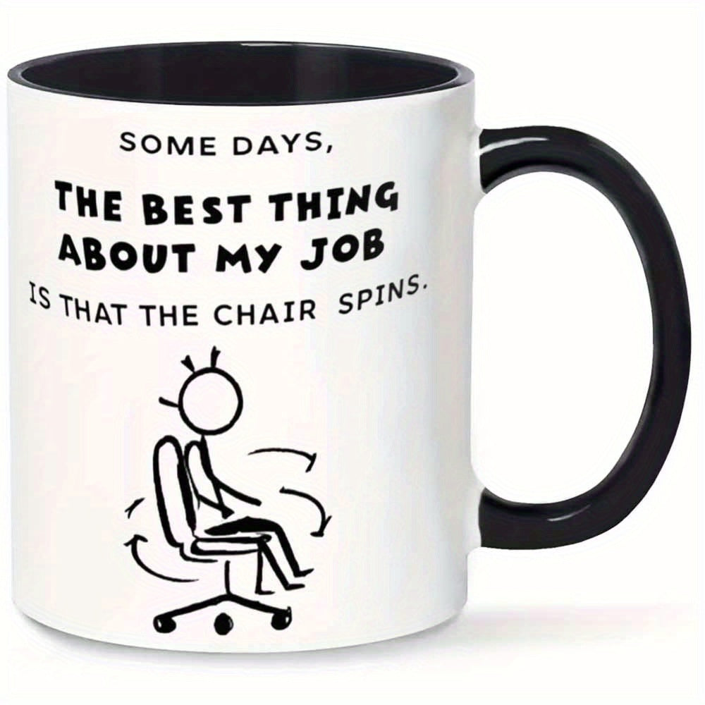 Tailorly Black Accent 11 oz Mug - 1pc novelty spinning chair mug coffee cup juice cup 11oz360ml fun gift_b0c47133fbb747dfb378381fdd6b183f