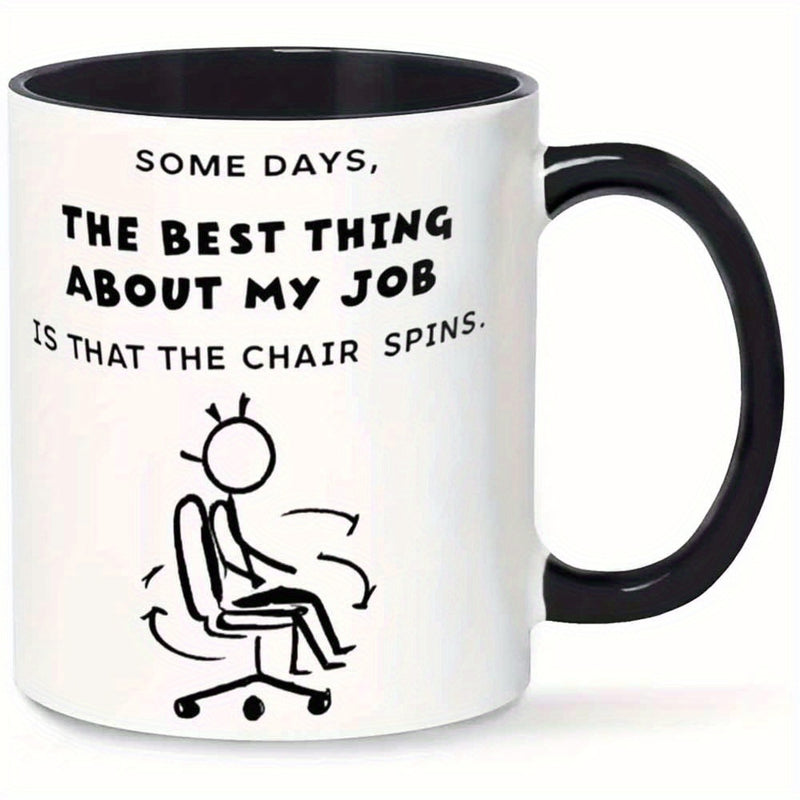 Tailorly Black Accent 11 oz Mug - 1pc novelty spinning chair mug coffee cup juice cup 11oz360ml fun gift_b0c47133fbb747dfb378381fdd6b183f
