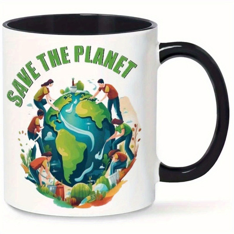Tailorly Black Accent 11 oz Mug - colorful earth motif