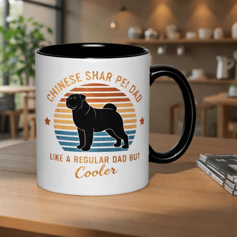 Tailorly Black Accent 11 oz Mug - chinese pei dad like a regular dad but cooler retro sunset