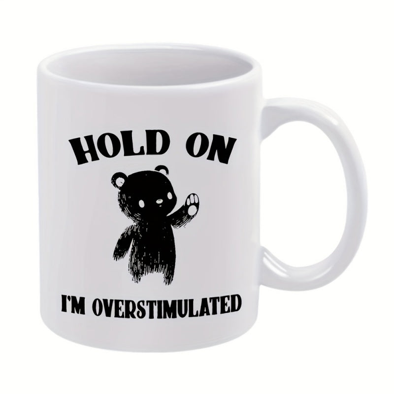 Tailorly White Ceramic 11 oz Mug - bear text paw