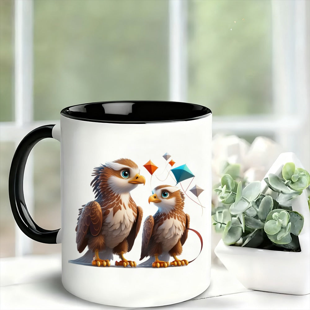 Tailorly Black Accent 11 oz Mug - couple with kites