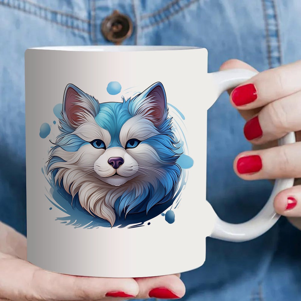 Tailorly White Ceramic 11 oz Mug - elegant animal design