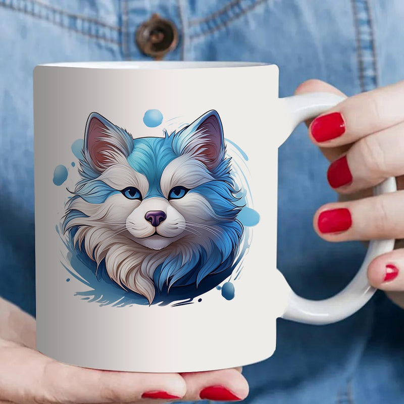 Tailorly White Ceramic 11 oz Mug - elegant animal design