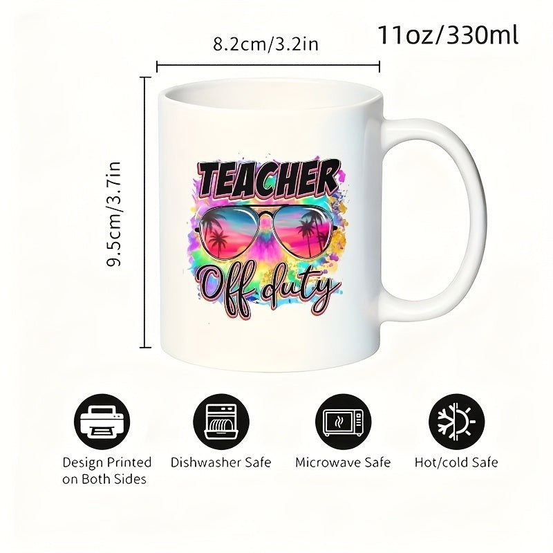 Tailorly White Ceramic 11 oz Mug - palm tree teacher slogan