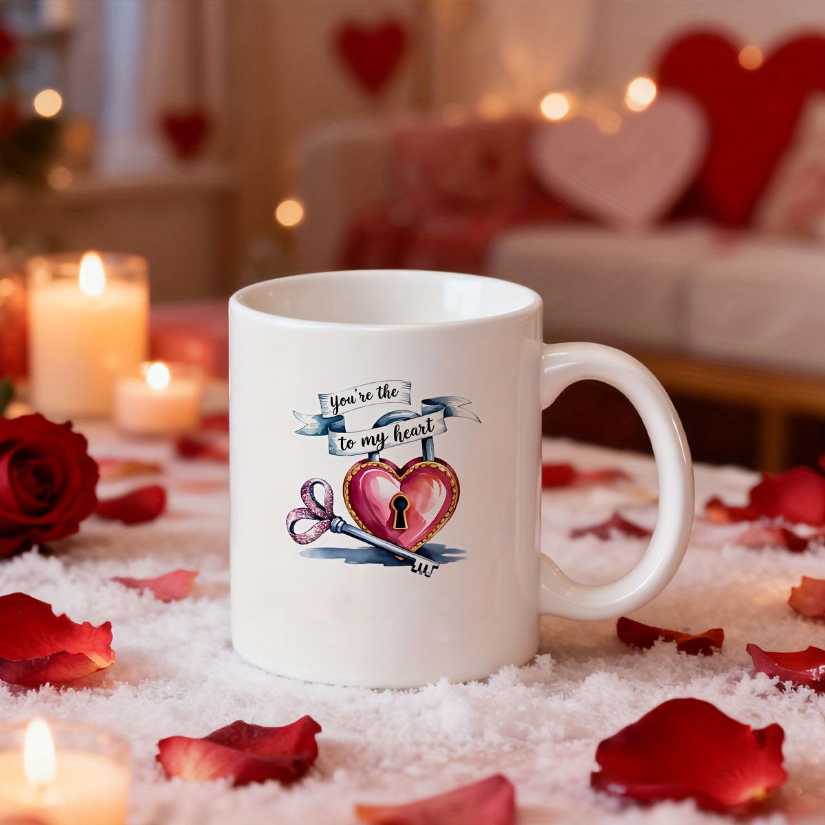 Tailorly White Ceramic 11 oz Mug - heart patterns and names