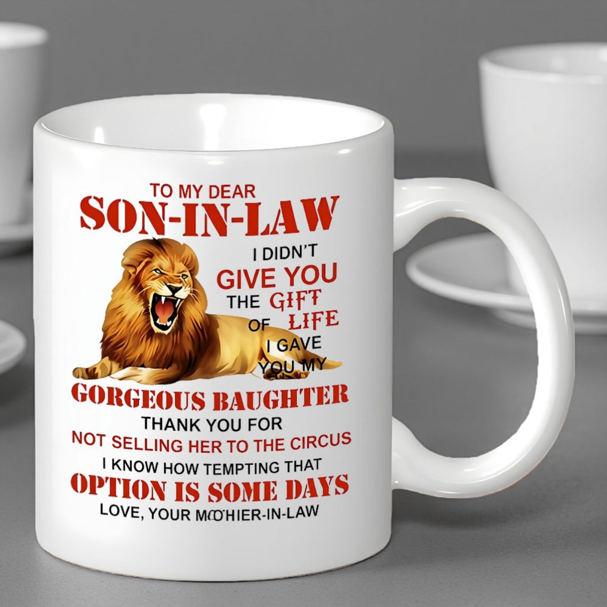 Tailorly White Ceramic 11 oz Mug - lion