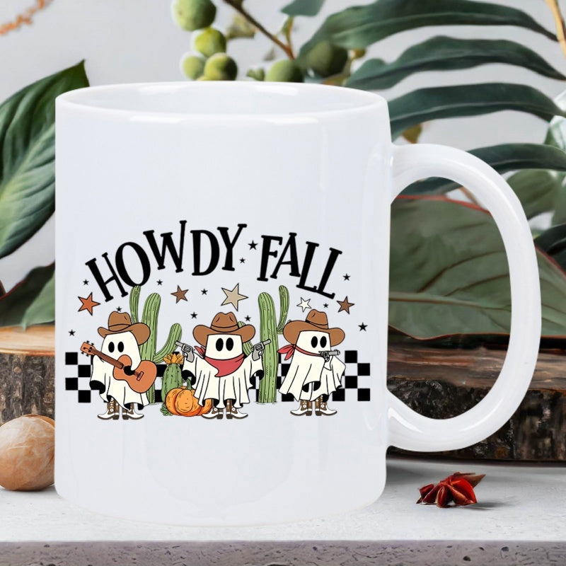 Tailorly White Ceramic 11 oz Mug - trio of halloween