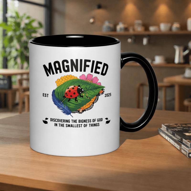 Tailorly Black Accent 11 oz Mug - enlarged exploration of gods in the tiniest details