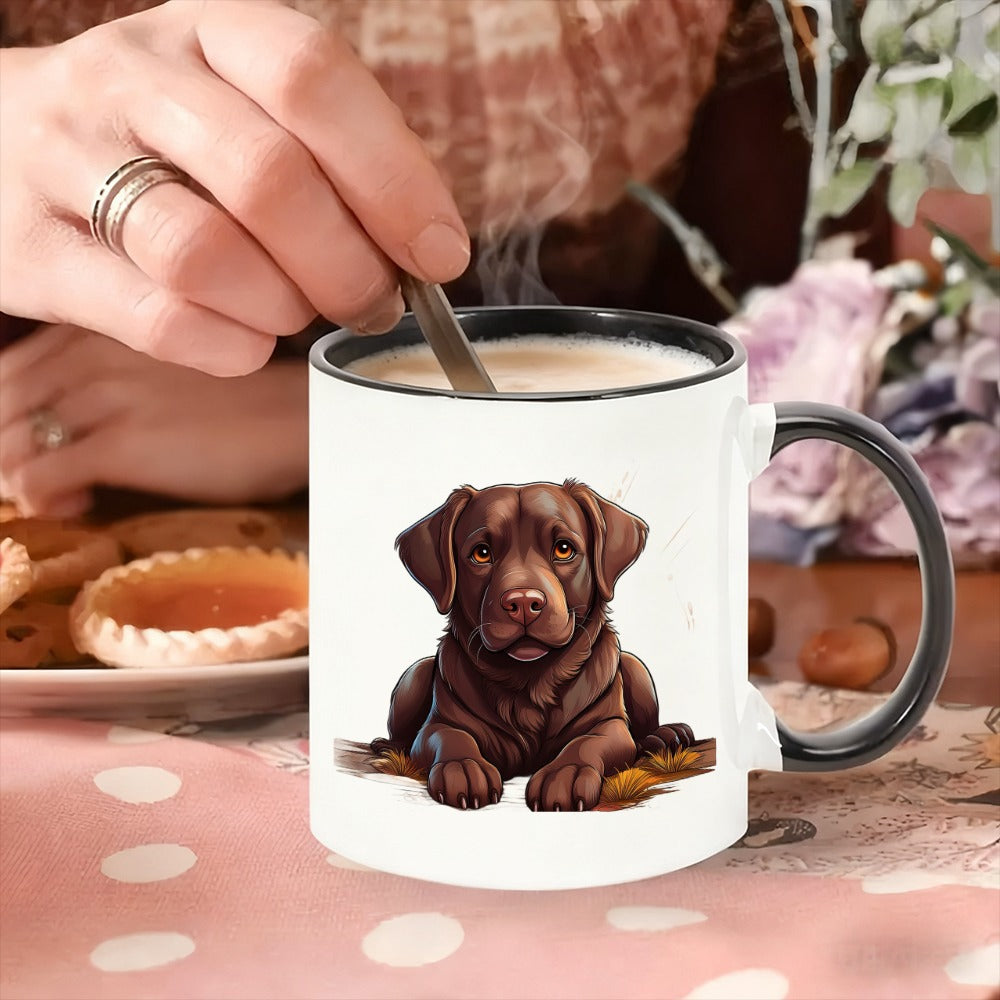 Tailorly Black Accent 11 oz Mug - chocolate labrador dog