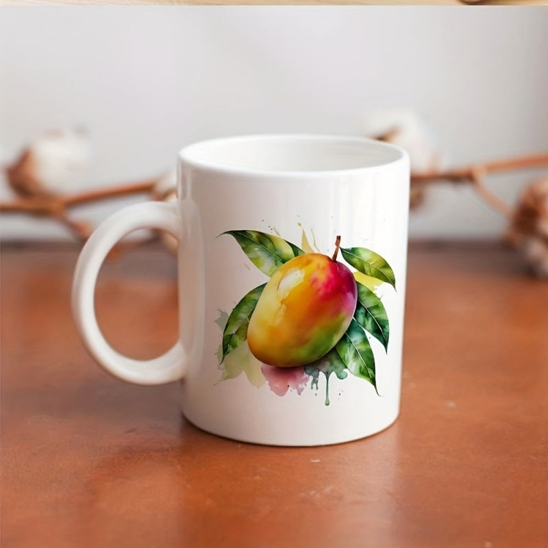 Tailorly White Ceramic 11 oz Mug - mango leaves