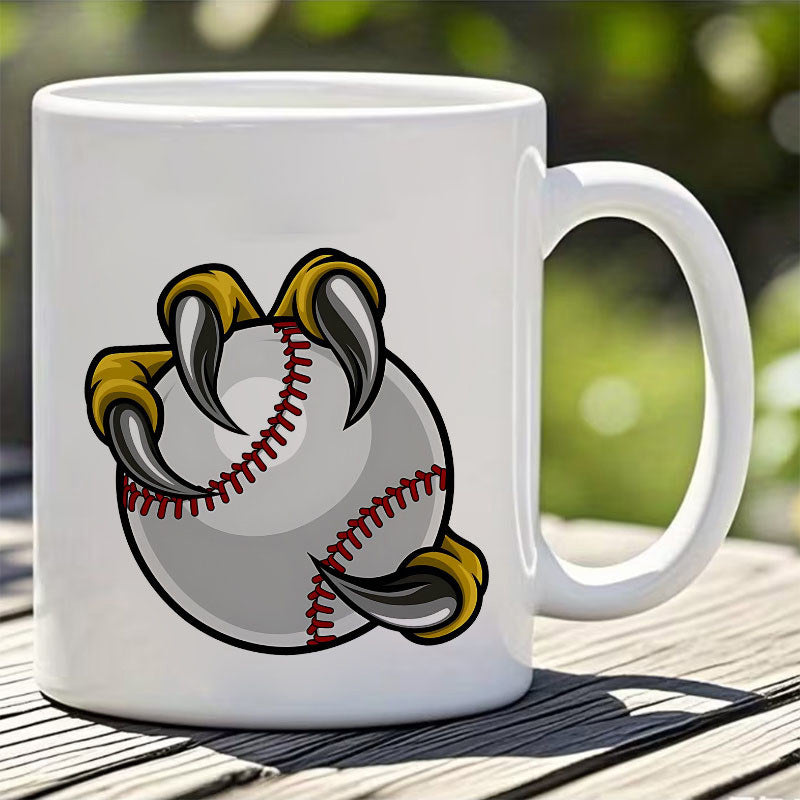 Tailorly White Ceramic 11 oz Mug - football pattern