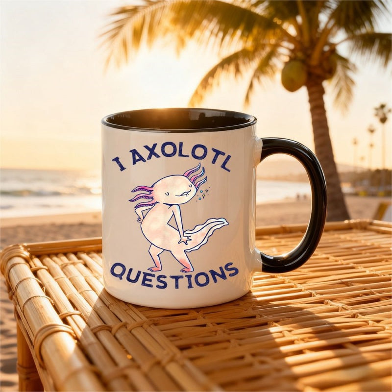 Tailorly Black Accent 11 oz Mug - cute axolotl cartoon