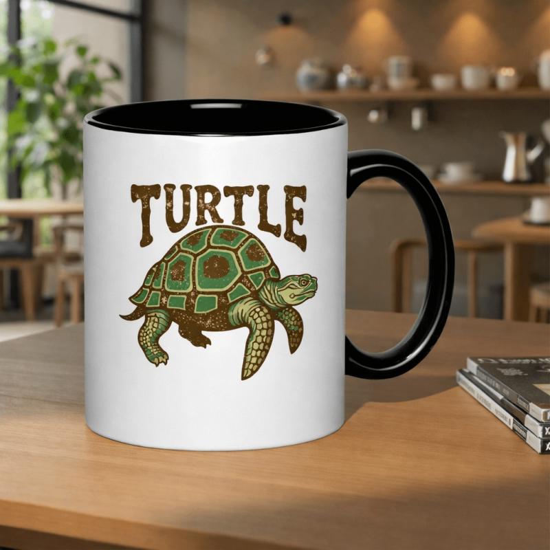 Tailorly Black Accent 11 oz Mug - classic turtle artwork