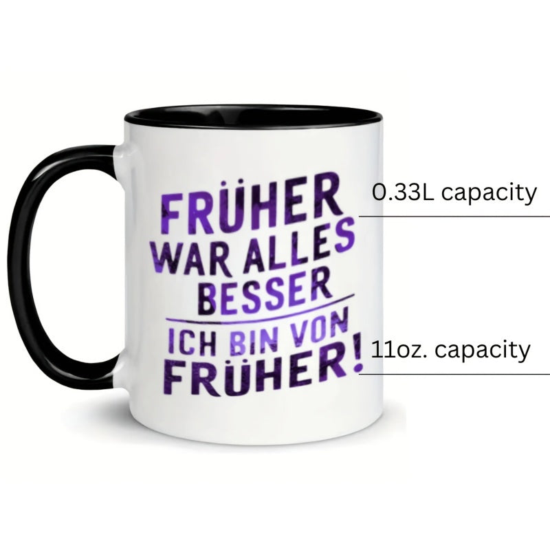 Tailorly Black Accent 11 oz Mug - humorous purple color with german text
