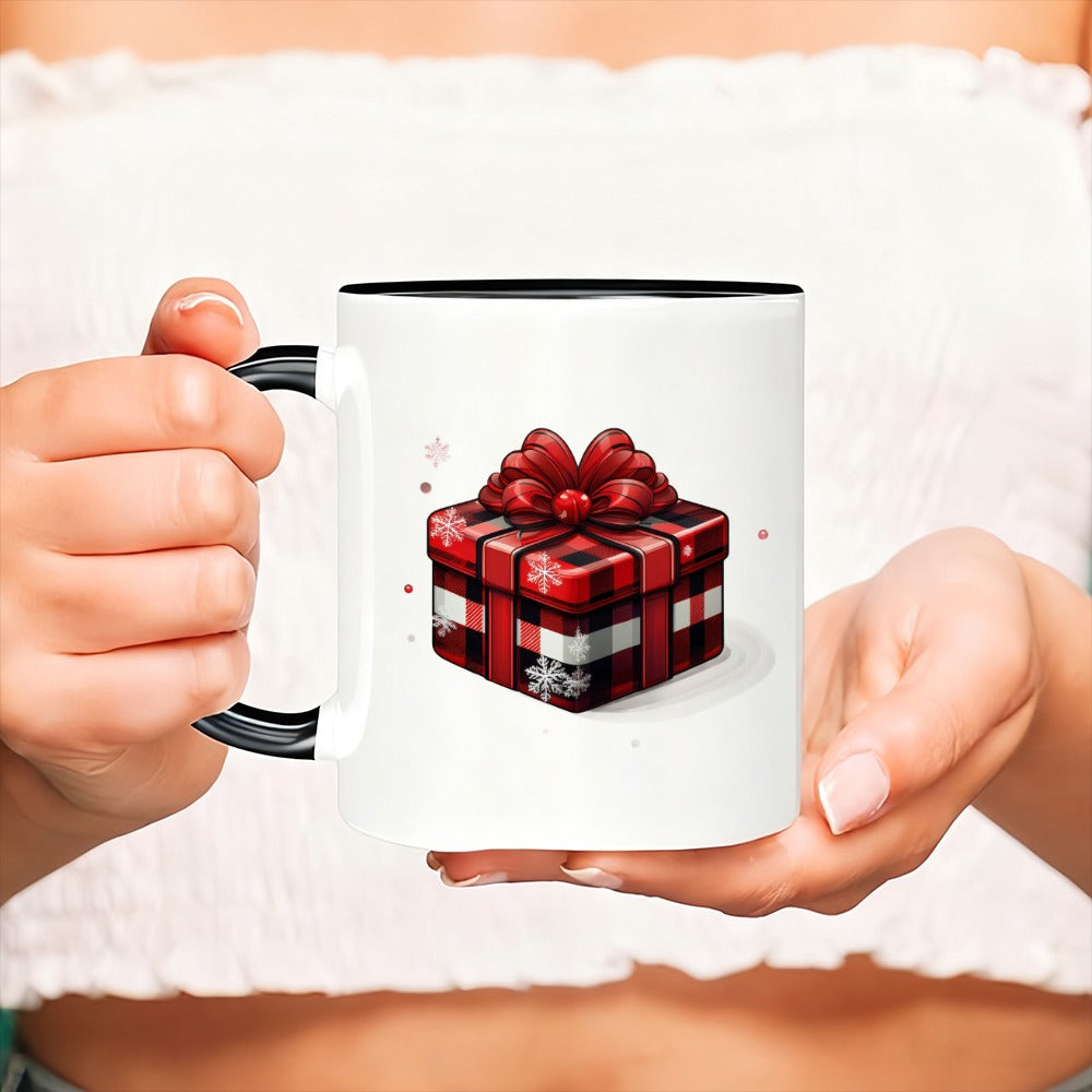 Tailorly Black Accent 11 oz Mug - coffee mug designed for christmas ideal for the great for coffee or tea at home or and a festive gift for