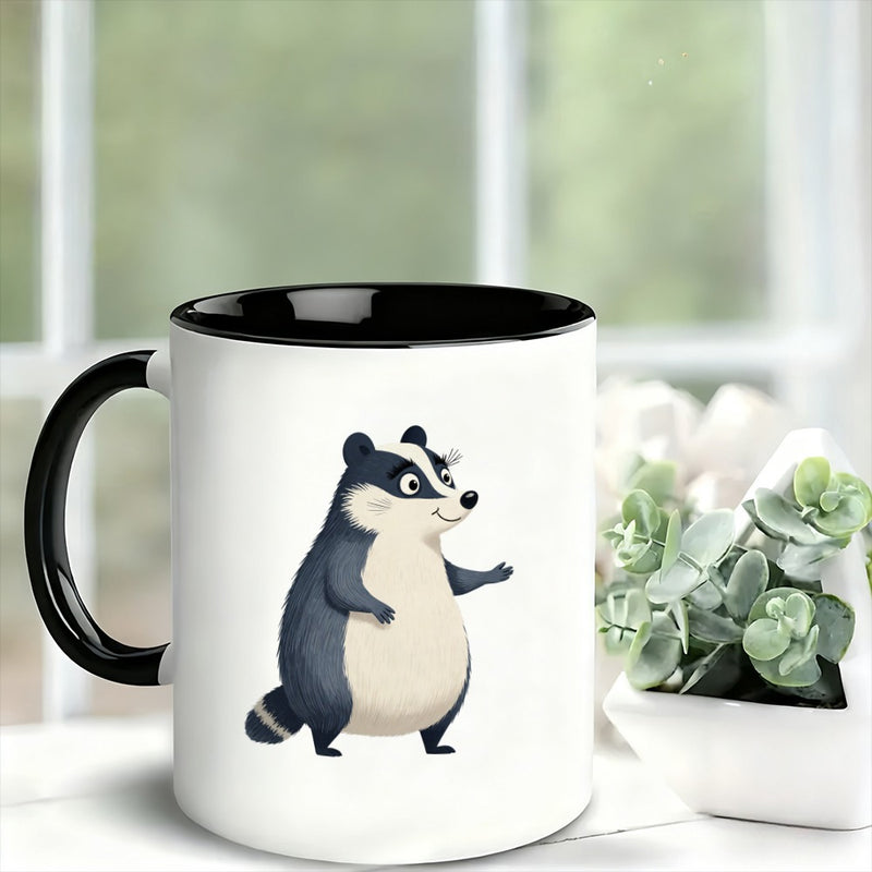 Tailorly Black Accent 11 oz Mug - cute badger
