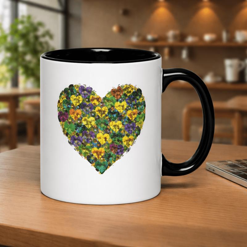 Tailorly Black Accent 11 oz Mug - gothic gemstone flower pattern