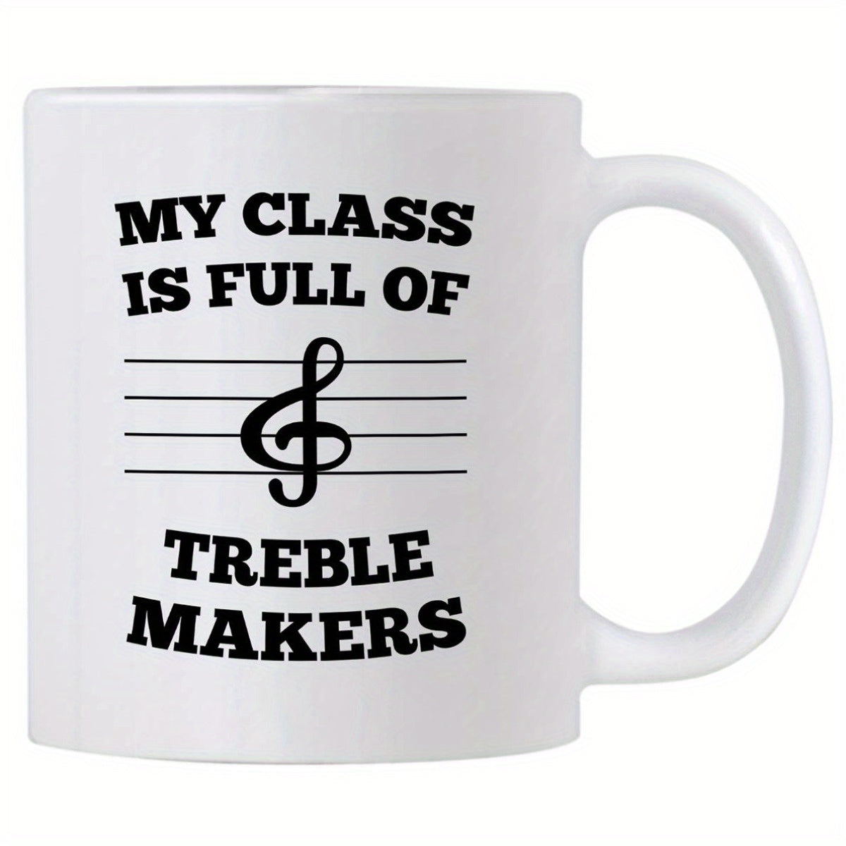 Tailorly White Ceramic 11 oz Mug - music teachers text and musical notes