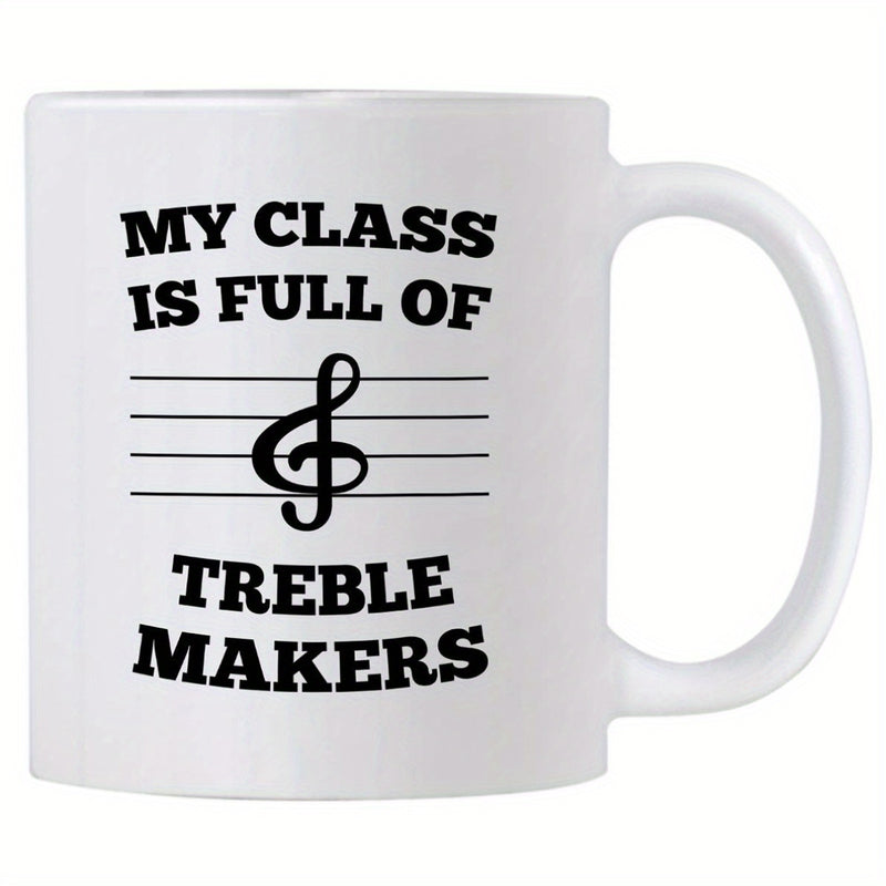 Tailorly White Ceramic 11 oz Mug - music teachers text and musical notes
