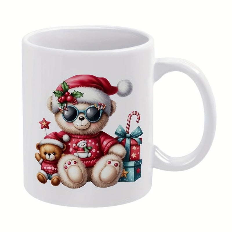 Tailorly White Ceramic 11 oz Mug - christmas bear