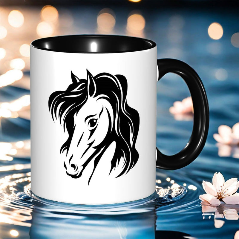 Tailorly Black Accent 11 oz Mug - minimalist horse