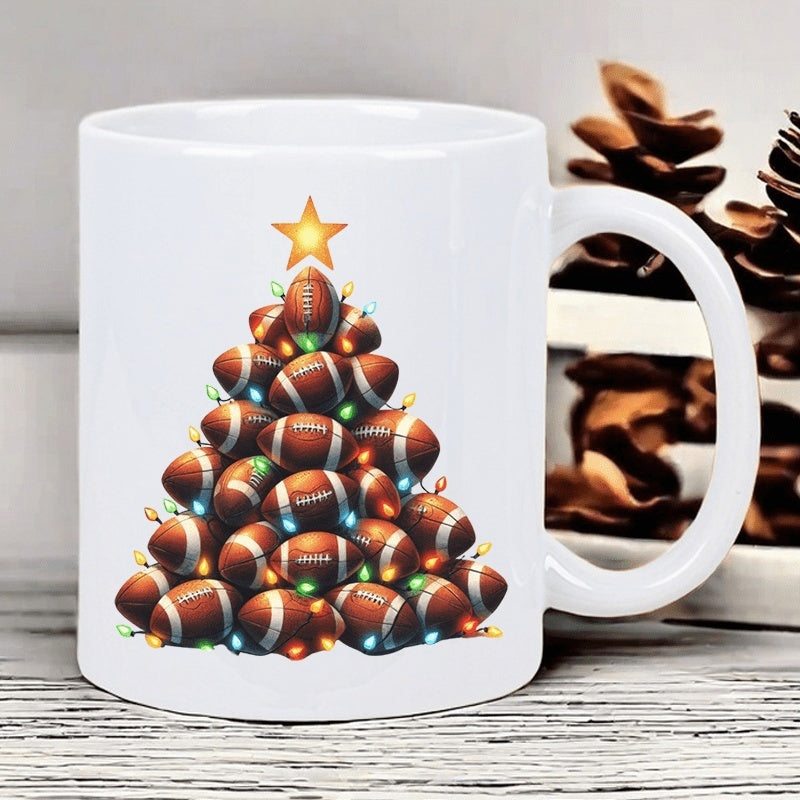 Tailorly White Ceramic 11 oz Mug - football ornaments topper