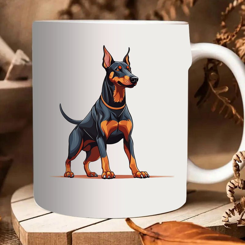 Tailorly White Ceramic 11 oz Mug - doberman dog