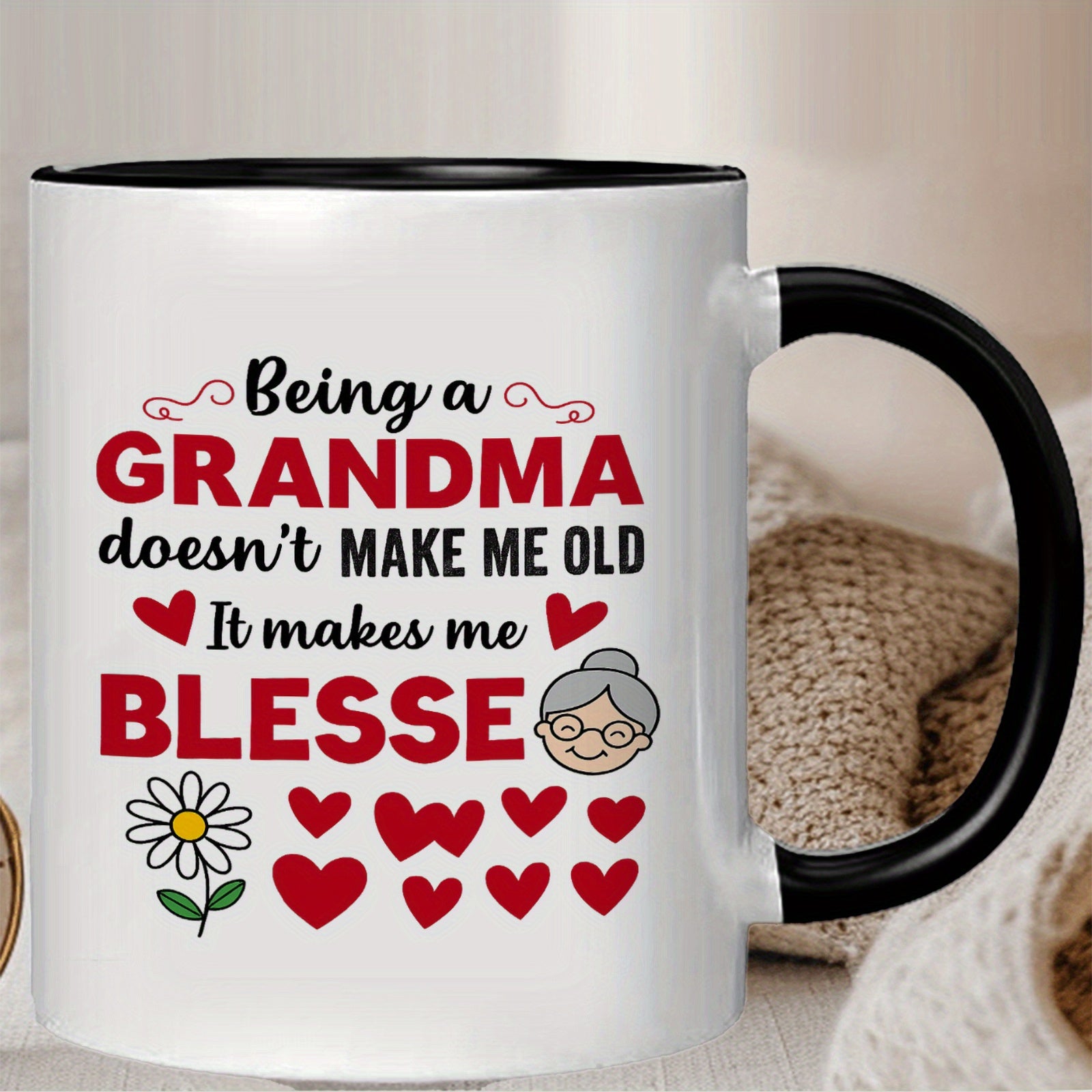 Tailorly Black Accent 11 oz Mug - being a grandma doesn't old it blessed quote