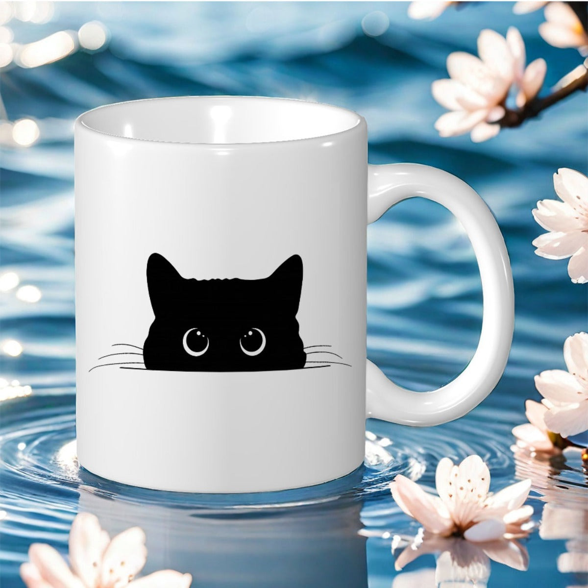 Tailorly White Ceramic 11 oz Mug - black thanksgiving halloween christmas birthdays holiday themed text and symbols
