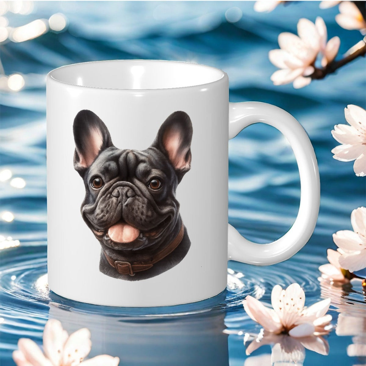 Tailorly White Ceramic 11 oz Mug - french bulldog print