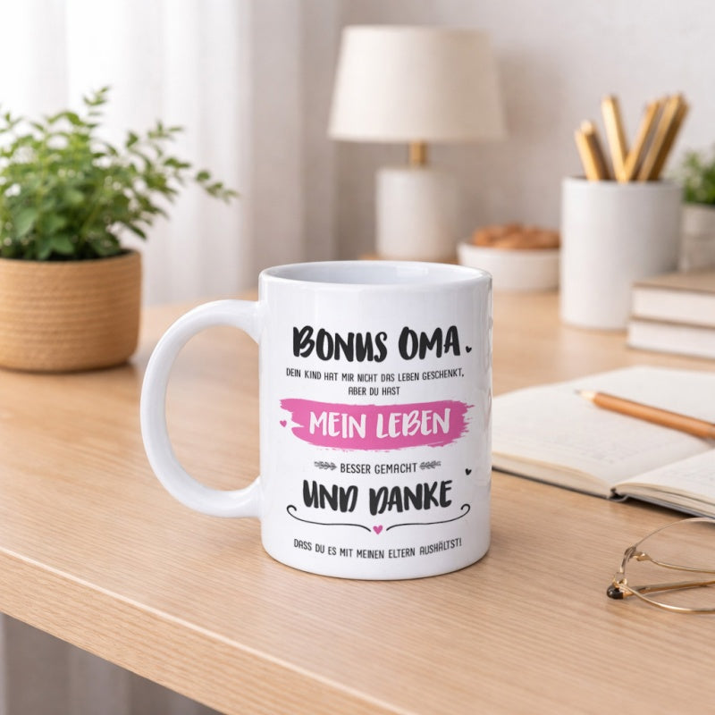 Tailorly White Ceramic 11 oz Mug - funny text "german extra grandma"