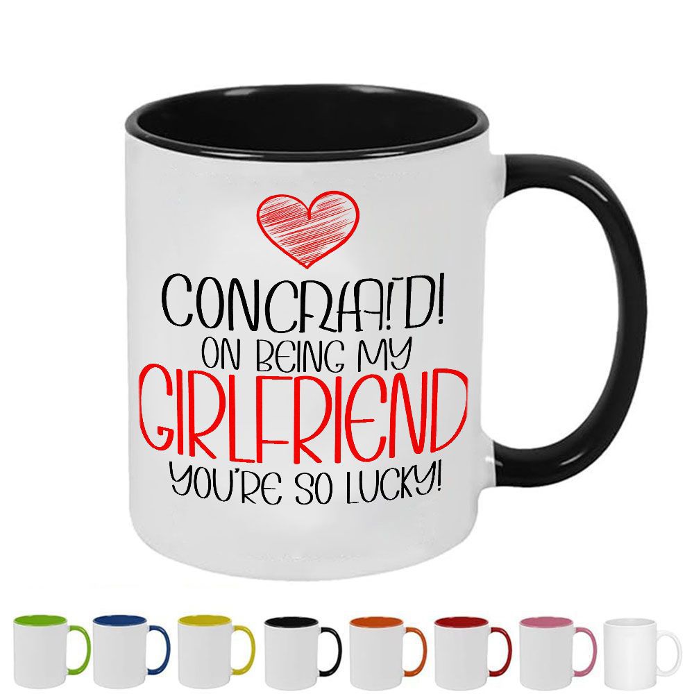 Tailorly Black Accent 11 oz Mug - red heart my girlfriend youre text girlfriend design