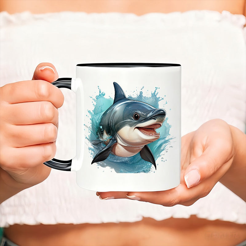 Tailorly Black Accent 11 oz Mug - a single coffee mug featuring home or office use this unique ocean themed drinkware for a creative gift idea